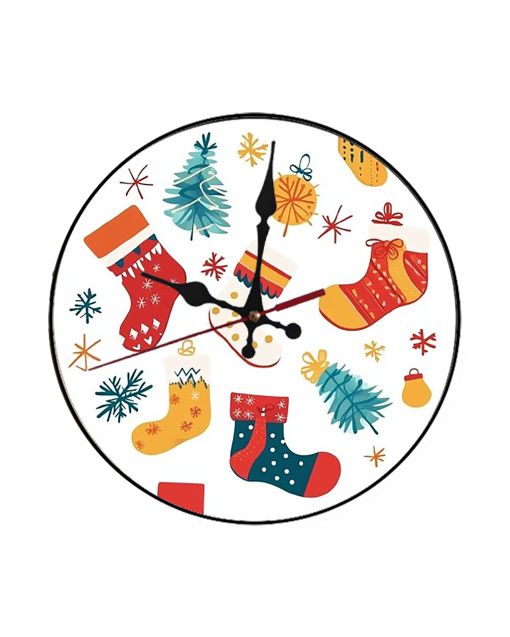 Custom Christmas stocking, Wooden Wall Clock for Home Decor in Living Room, Kitchen and Kid Decorations Gifts