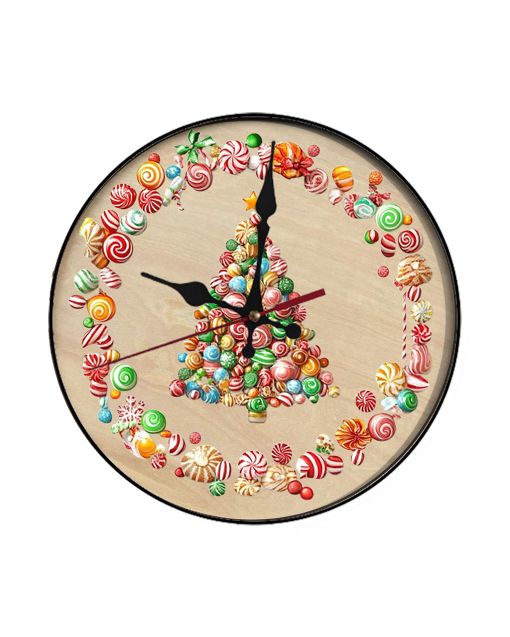 Custom Christmas tree made of candies, Wooden Wall Clock for Home Decor in Living Room, Kitchen and Kid Decorations Gifts