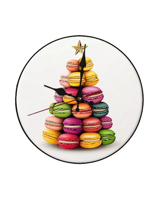 Custom Christmas tree made of macarons, Wooden Wall Clock for Home Decor in Living Room, Kitchen and Kid Decorations Gifts