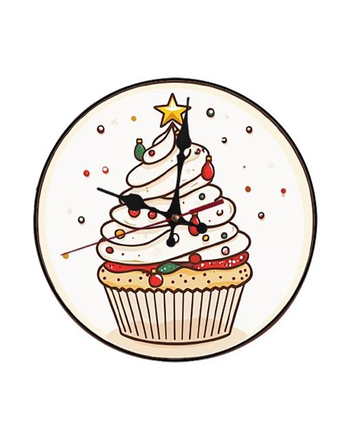 Custom Cupcake christmas tree, Wooden Wall Clock for Home Decor in Living Room, Kitchen and Kid Decorations Gifts