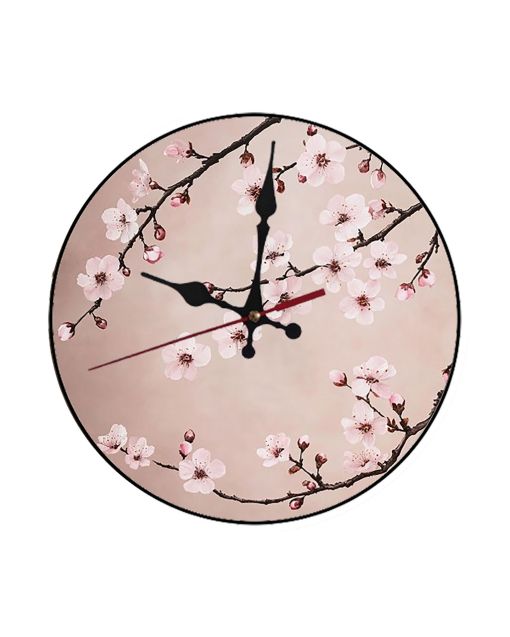 Custom Delicate cherry blossom branches, Wooden Wall Clock for Home Decor in Living Room, Kitchen and Kid Decorations Gifts