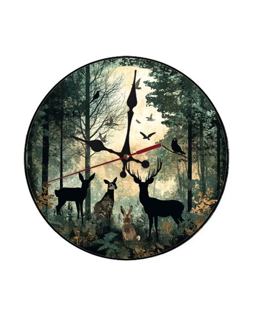 Custom Forest animals like deer, rabbits, and owls, Wooden Wall Clock for Home Decor in Living Room, Kitchen Kid Decorations Gifts