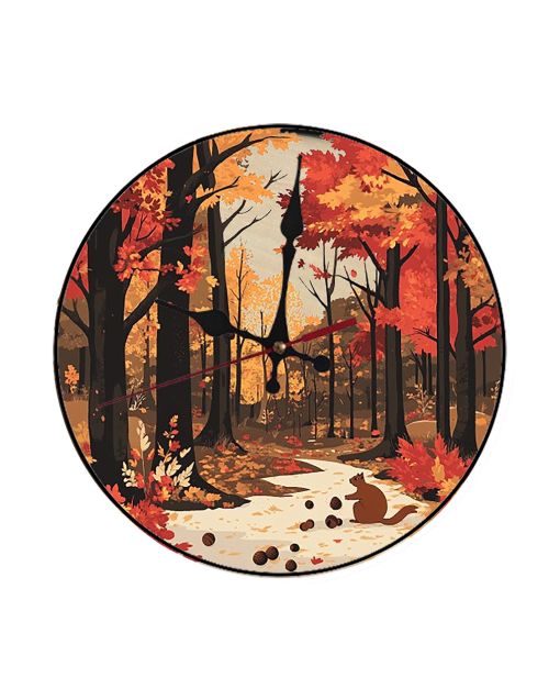 Custom Forest in autumn, Wooden Wall Clock for Home Decor Living Room, Kitchen and Kid Decorations Gifts