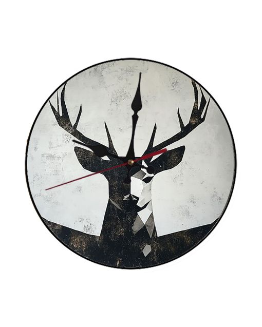 Custom Geometric deer head, Wooden Wall Clock for Home Decor in Living Room, Kitchen and Kid Decorations Gifts