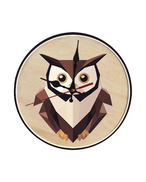 Custom Geometric owl face, Wooden Wall Clock for Home Decor in Living Room, Kitchen and Kid Decorations Gifts