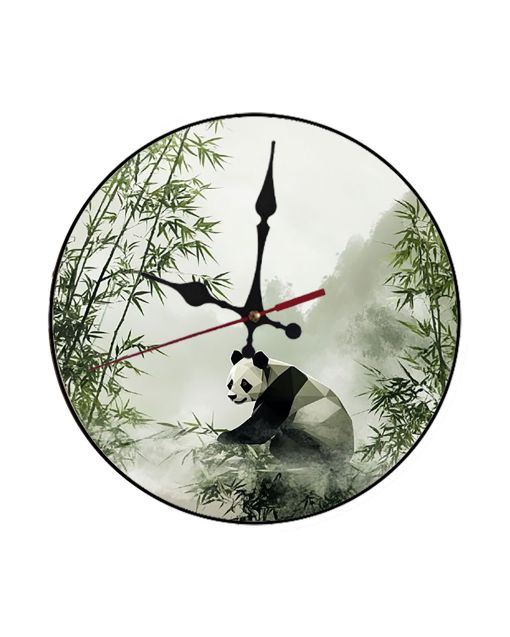 Custom Geometric panda in bamboo forest, Wooden Wall Clock for Home Decor Living Room, Kitchen and Kid Decorations Gifts