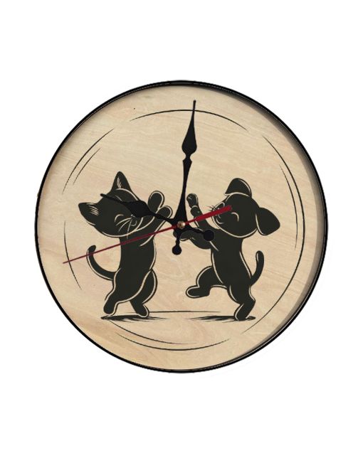 Custom Kitten ballet and puppy tap dance show, Wooden Wall Clock for Home Decor in Living Room, Kitchen Kid Decorations Gifts