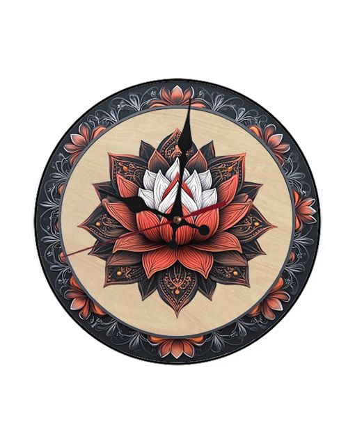 Custom Lotus mandala on dark, Wooden Wall Clock for Home Decor in Living Room, Kitchen and Kid Decorations Gifts