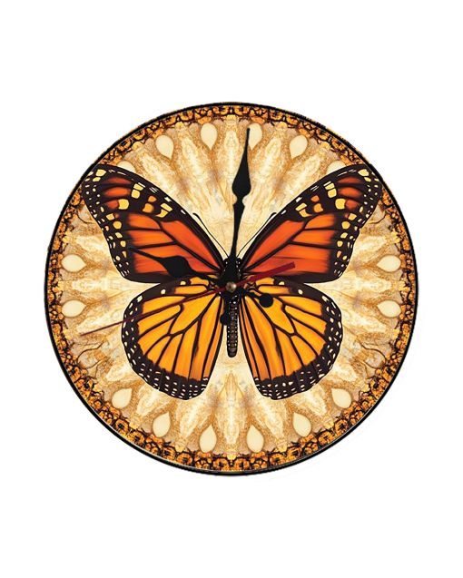 Custom Monarch butterfly kaleidoscope, Wooden Wall Clock for Home Decor in Living Room, Kitchen and Kid Decorations Gifts