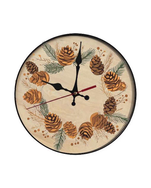 Custom Pine cone arrangement, Wooden Wall Clock for Home Decor in Living Room, Kitchen and Kid Decorations Gifts