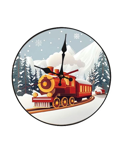 Custom Polar express train scene, Wooden Wall Clock for Home Decor in Living Room, Kitchen and Kid Decorations Gifts