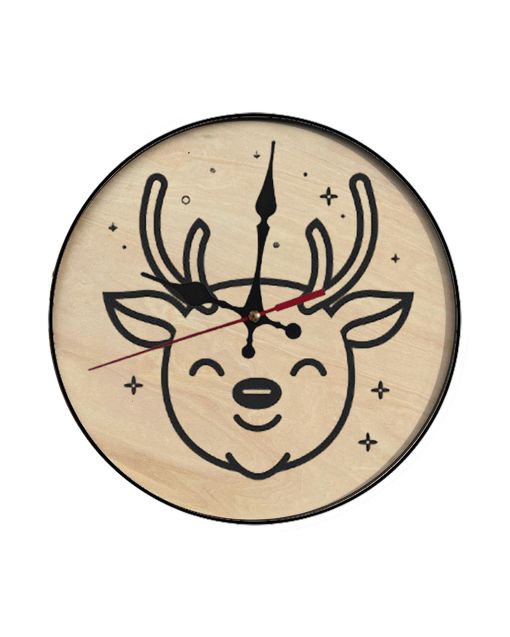 Custom Reindeer face, Wooden Wall Clock for Home Decor in Living Room, Kitchen and Kid Decorations Gifts