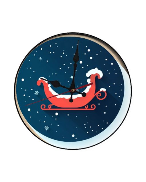 Custom Santa's sleigh silhouette, Wooden Wall Clock for Home Decor in Living Room, Kitchen and Kid Decorations Gifts