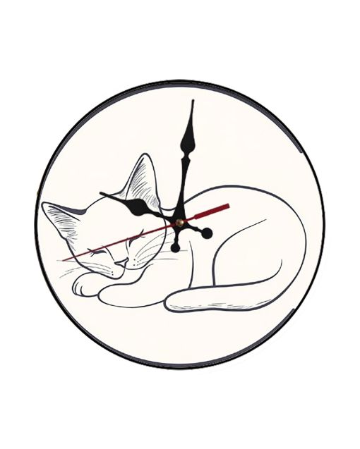 Custom Sleeping cat, Wooden Wall Clock for Home Decor in Living Room, Kitchen and Kid Decorations Gifts