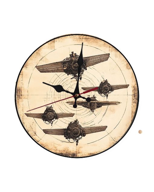 Custom Steampunk flying machines, Wooden Wall Clock for Home Decor in Living Room, Kitchen and Kid Decorations Gifts