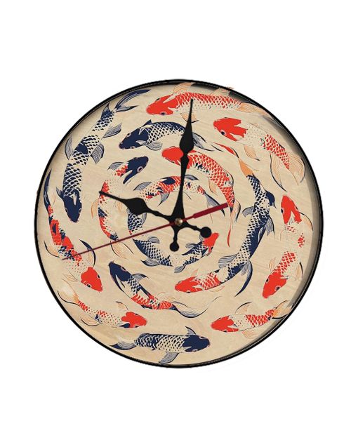 Custom Swimming koi fish, Wooden Wall Clock for Home Decor in Living Room, Kitchen and Kid Decorations Gifts