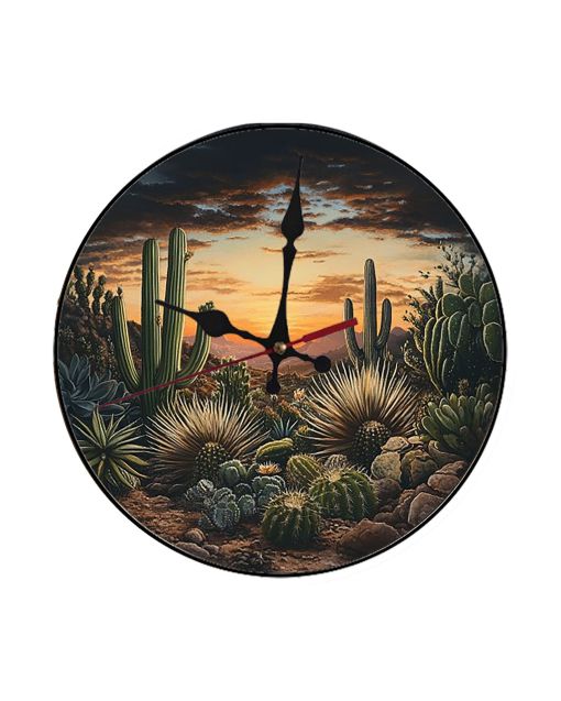 Custom Various cacti and desert plants, Wooden Wall Clock for Home Decor in Living Room, Kitchen Kid Decorations Gifts