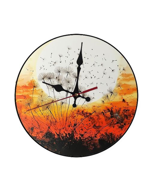 Custom Wind-blown dandelion seeds on sunset, Wooden Wall Clock for Home Decor in Living Room, Kitchen and Kid Decorations Gifts