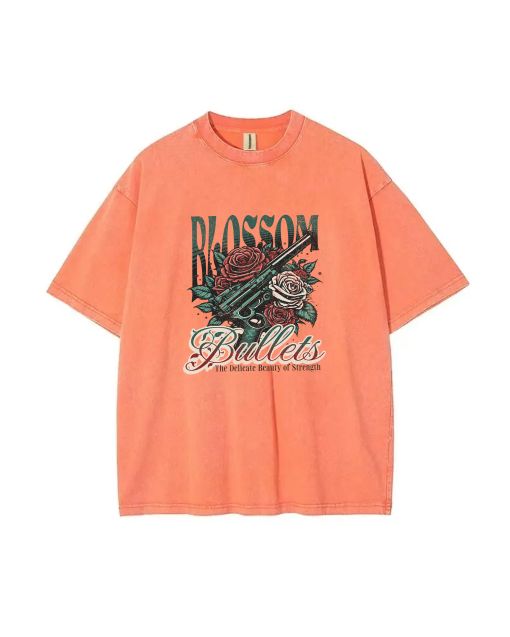 Blossom Bullets Unisex Teen T-Shirt - School & Weekend Casual Wear | Birthday & Holiday Gift | Flannel & Oversized Style for Men