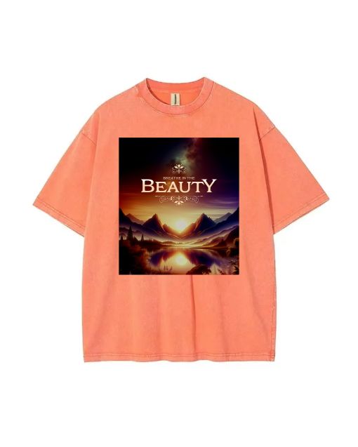 Breathe in the Beauty Poster Unisex Teen T-Shirt - Summer Casual for School & Weekends | Birthday & Holiday Gift | Men's Oversized & Flannel Style