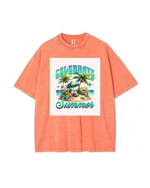 "Summer Celebrations: Mineral Wash T-Shirt for Unisex Teens - Perfect for Casual Wear, School, Beach Trips - Cool and Classic T-Shirt"