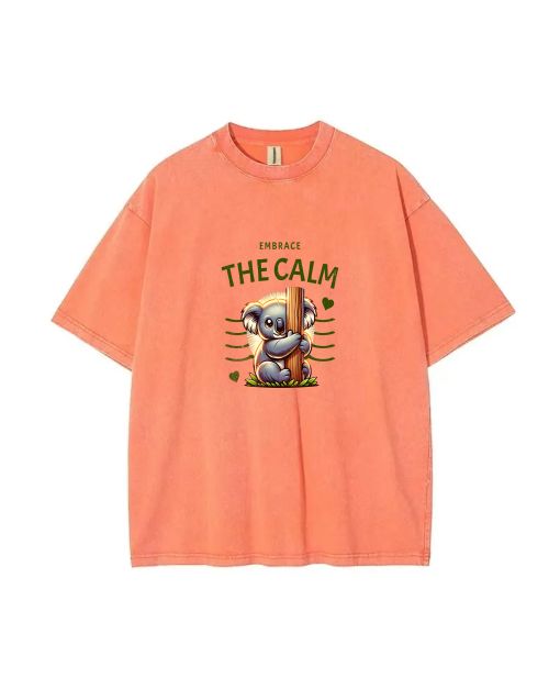 Cute Koala Embrace the Calm Mineral Wash T-Shirt | Unisex Tee for Casual Wear, School & Gifts | Cool Beach Shirt with Classic Design