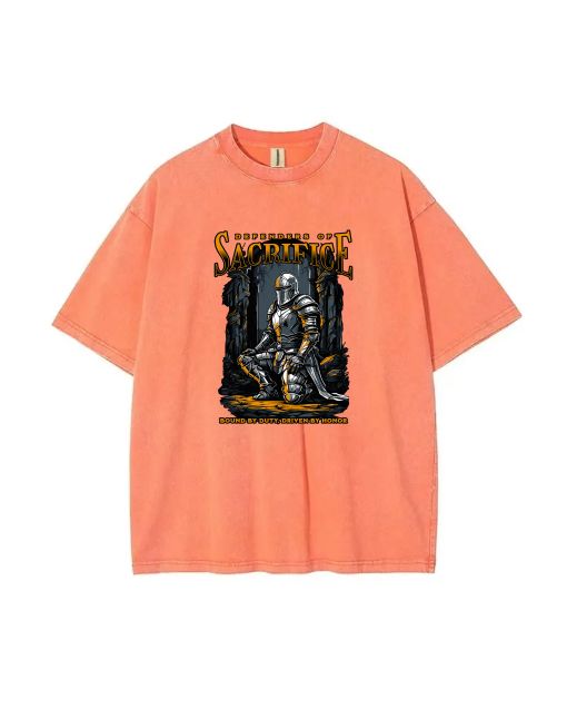 Defenders of Sacrifice Mineral Wash T-Shirt: Stylish Beach Shirt for Unisex Teens - Perfect for Casual Wear, School, and Gift-Giving. Get Yours Now!