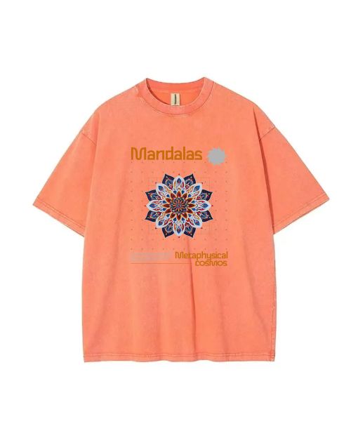 Mandalas Metaphysical Cosmos T-Shirt - Summer Casual Teen Wear for School & Weekends | Birthday & Holiday Gift | Unisex Oversized Flannel Style