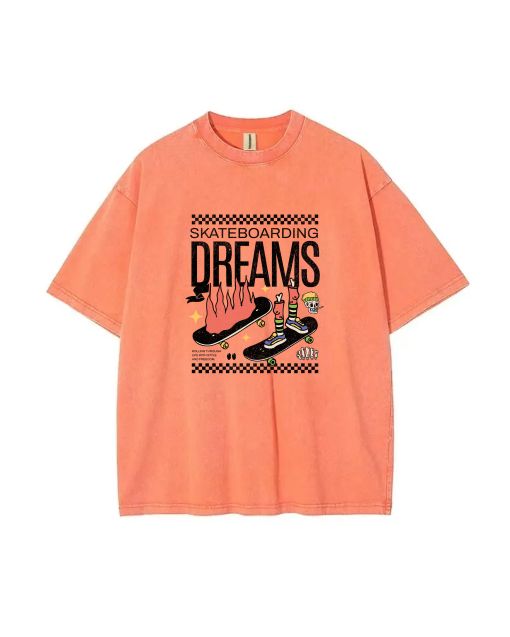 Skateboarding Dreams Unisex Teen T-Shirt - Summer School & Weekend Casual Wear | Birthday & Holiday Gift | Men's Flannel Oversized Styles