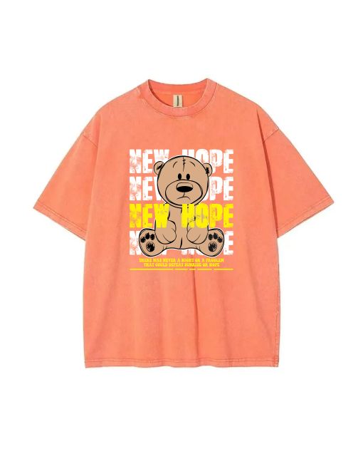 Teddy Bear-101 Mineral Wash T-Shirt: Unisex Casual Beach Shirt for Teens - Cool & Classic Design | Perfect Gift for Summer & Holidays