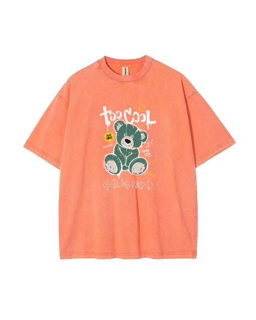 Teddy Bear- Mineral Wash T-Shirt: Trendy Beach & Casual Wear for Unisex Teens - Cool & Classic Design, Perfect Gift for Summer & Holidays