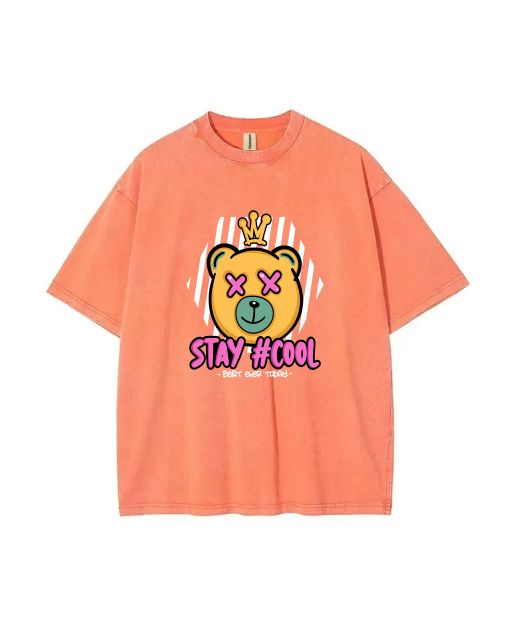 Teddy Bear-70 Mineral Wash T-Shirt for Unisex Teens: Cool Beach Shirt & Classic Casual Wear - Perfect for School, Summer & Holidays!