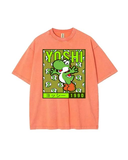 Yoshi 1990 Mineral Wash T-Shirt: Cool, Classic Beach Shirt for Unisex Teens - Perfect for Casual Wear, School, Summer & Holidays!