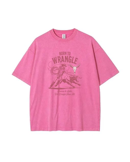 Born to Wrangle Unisex Teen T-Shirt - Summer Casual Wear for School & Weekends - Birthday & Holiday Gift - Men's Flannel & Oversized Style