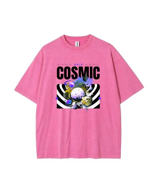 Cosmic Drip Mineral Wash T-Shirt: Trendy Unisex Beach Shirt for Teens - Cool, Classic T-Shirt Perfect for Casual Wear, School, Summer, and Holidays