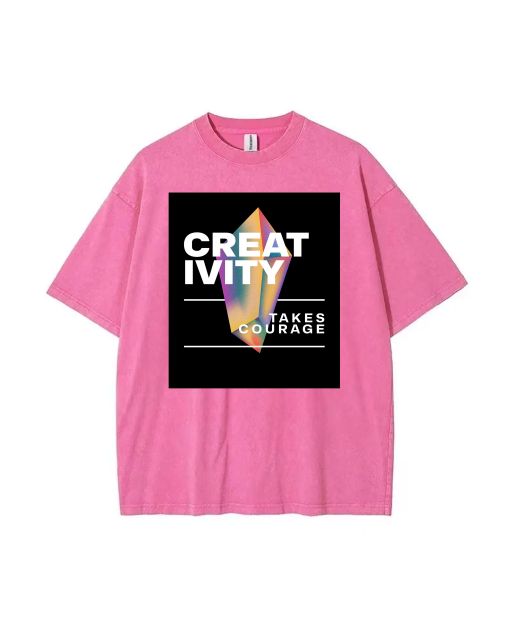 Creativity Takes Courage () Mineral Wash T-Shirt - Unisex Tee for Casual Wear, School, and Gifting - Cool and Classic Beach Shirt