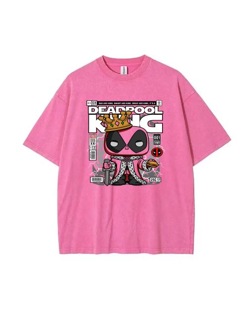 Dead Pool King Mineral Wash T-Shirt: Ultimate Cool Beach Shirt for Unisex Teens - Perfect for Casual Wear, School, Summer & Holidays!