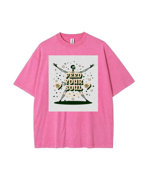 Feed Your Soul Unisex Teen T-Shirt - Summer Casual Wear for School & Weekends | Birthday & Holiday Gift | Men's & Women's Oversized Flannel Style