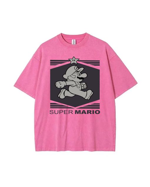 Retro Mario 58 Mineral Wash T-Shirt - Cool & Classic Beach Shirt for Unisex Teens - Perfect for Casual Wear, School, or Gifting!