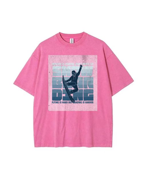 SNOWBOARDING Mineral Wash T-Shirt - Unisex Tee for Casual Wear & Beach, Cool & Classic Print - Perfect Gift for Summer & Holidays!