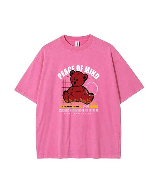 Teddy Bear-102 Mineral Wash T-Shirt: Cool & Classic Beach Shirt for Unisex Teens - Perfect for School, Gifts, Summer & Holidays!