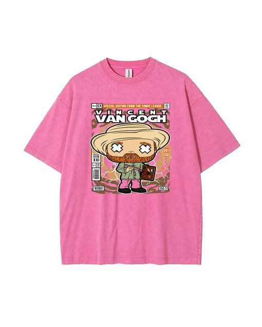 Vincent Van Gogh Mineral Wash T-Shirt for Unisex Teens - Perfect for Casual Wear, School & Summer - Cool and Classic Beach Shirt.