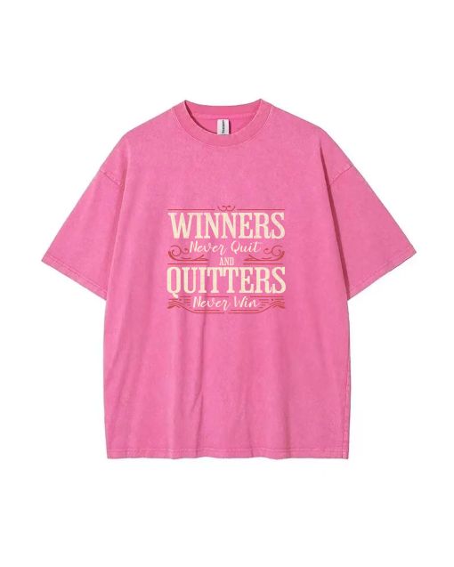 "Never Quit, Never Win Mineral Wash T-Shirt - Unisex Cool Beach Shirt for Teens - Perfect for Casual Wear & Gifting | Classic Tee"