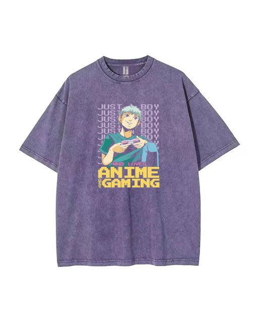 Anime Gaming Mineral Wash T-Shirt - Fun & Stylish Beach Shirt for Unisex Teens, Perfect for Casual Wear & Gifting | Cool & Classic T-Shirt