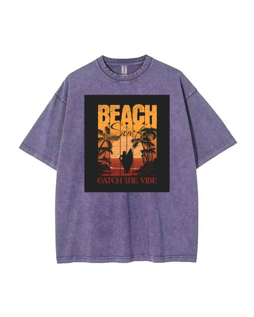 "Catch the Vibe Mineral Wash T-Shirt - Unisex Beach Shirt for Cool, Casual Style. Perfect for Summer, School, and Gifting. Classic Tee Design."