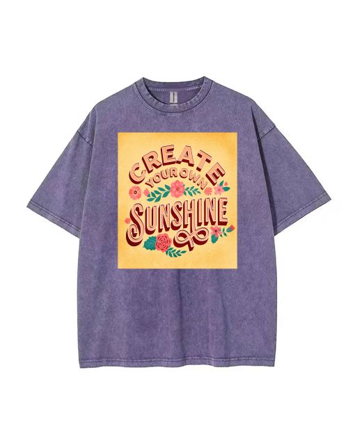 Custom Sunshine Lettering Mineral Wash T-Shirt - Beach Shirt for Teens | Summer School, Gifts, Holidays | Cool & Classic Graphic Tee