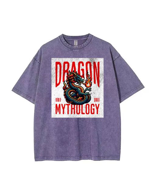 Dragon Mythology Mineral Wash T-Shirt: Unisex Beach Shirt for Teens - Cool & Classic T-Shirt for Casual Wear, School, Summer & Holidays