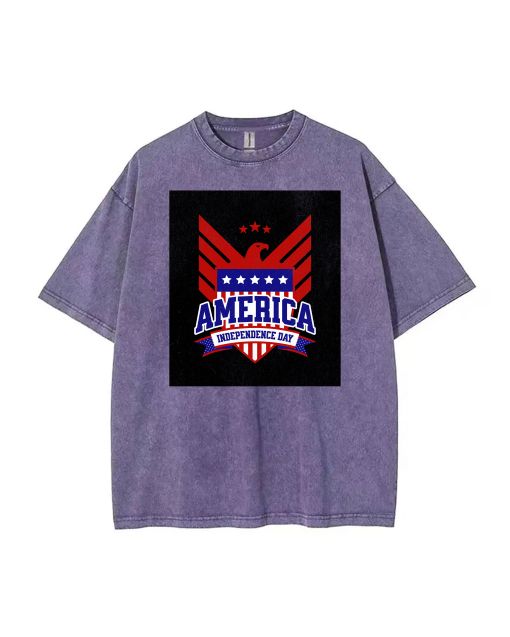 Eagle America Independence Day Mineral Wash T-Shirt | Classic Beach Shirt for Teens | Cool, Unisex Summer Tee | Perfect Gift for Holidays