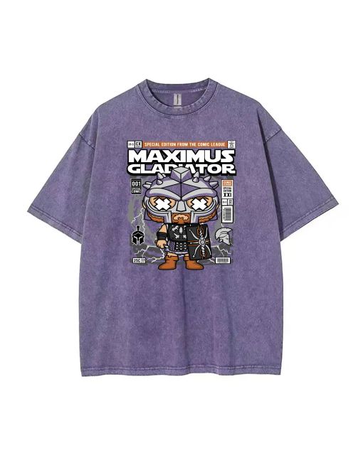 Maximus Gladiator Mineral Wash T-Shirt - Unisex Teens' Cool Beach Shirt for Casual Wear & Gifts - Classic T-Shirt for Summer Holidays