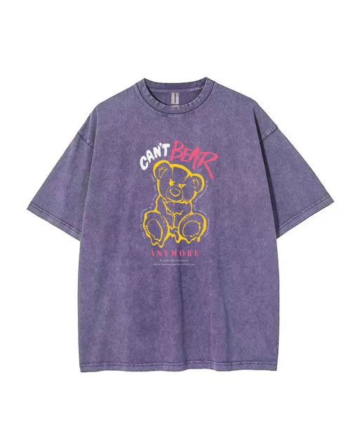 Teddy Bear-100 Mineral Wash T-Shirt: Classic Beach Shirt for Unisex Teens - Cool & Versatile Casual Wear, Perfect for Summer & Gifts!